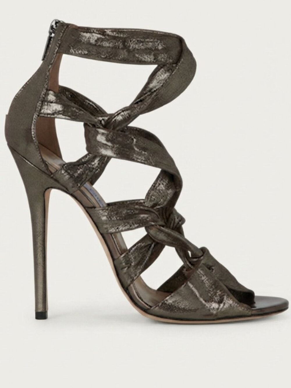 Jimmy Choo Metallic Silver Strappy High-Heel Sandals – US 6 – With Box